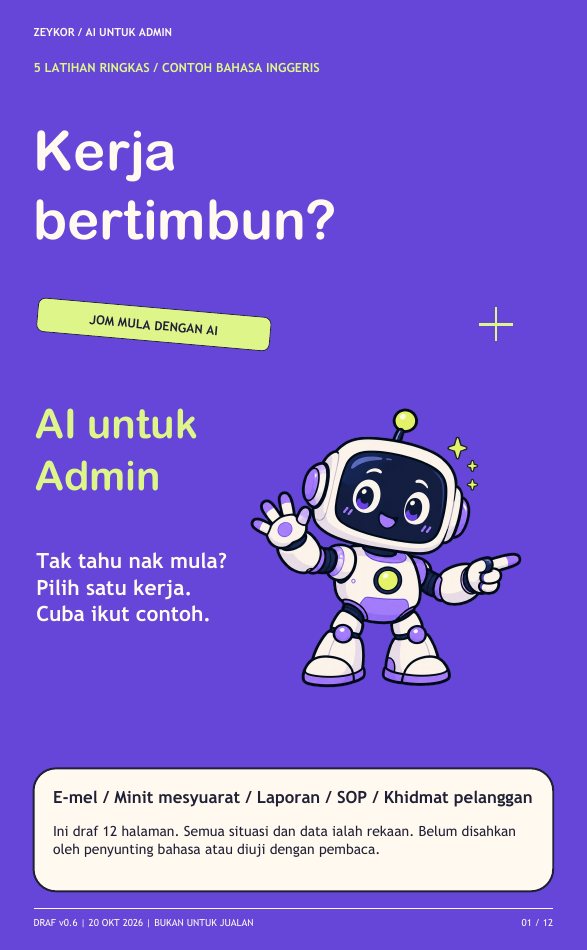 Kulit buku AI untuk Admin berwarna ungu dengan robot AI